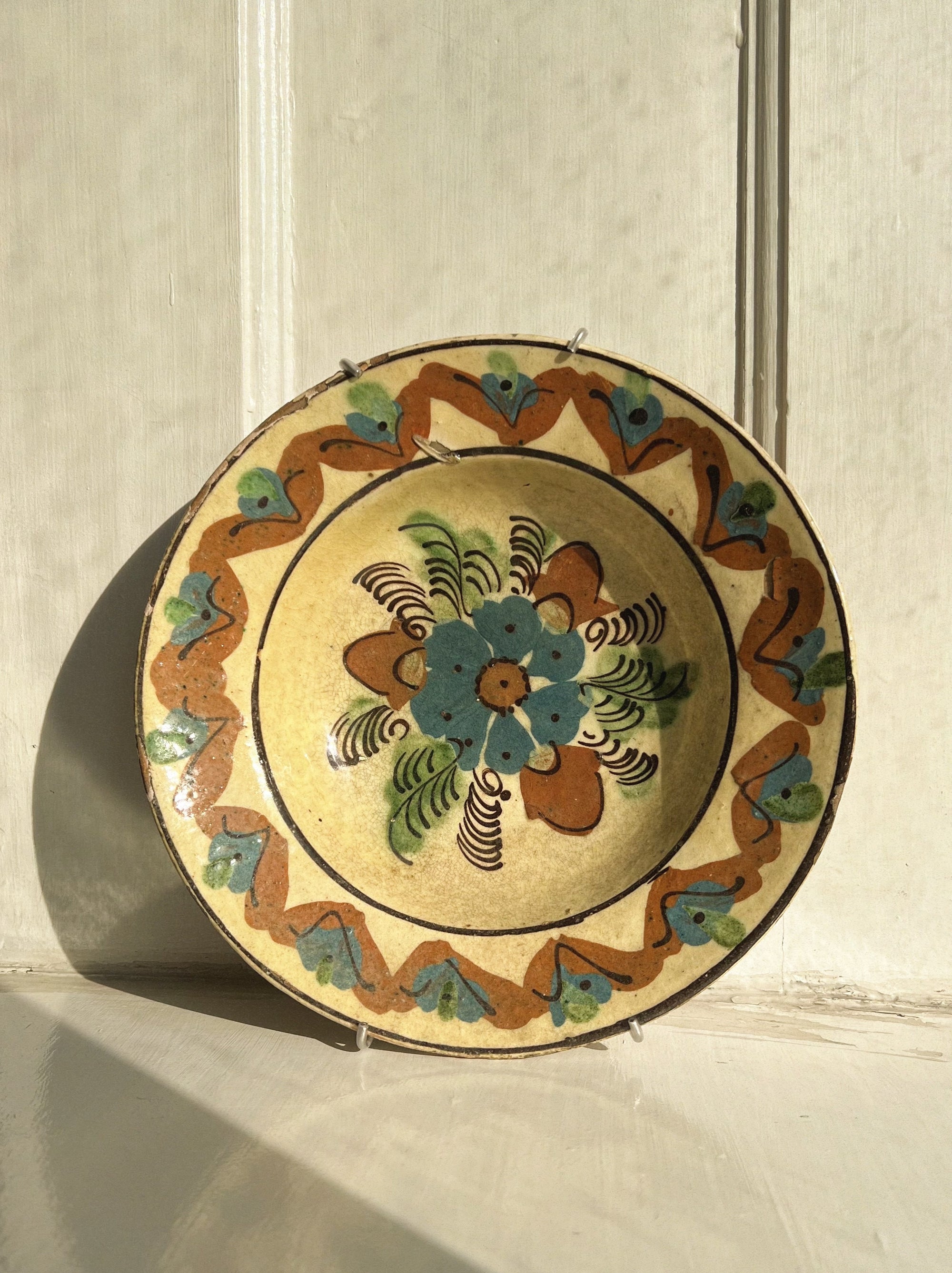 Antique ceramic platter floral